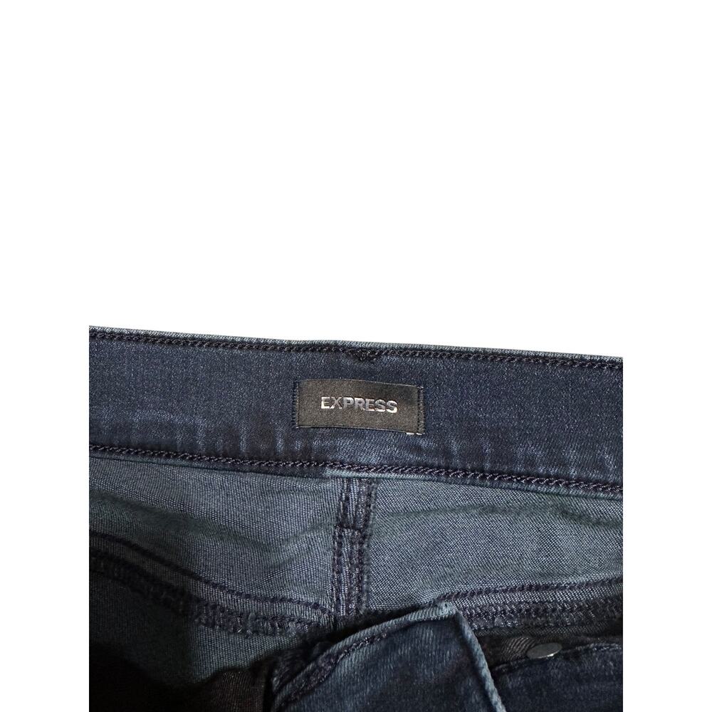 Express Skyscraper Mid Rise Dark Wash Women's Jeans Size 2 Vented Hem Mid Rise - Picture 5 of 10